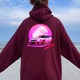 Love Jdm Girl Racer Pink Japanese Modified Race Car Women Oversized Hoodie Back Print Maroon