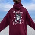 Maine Coon Mama Cute Dilute Calico Women Oversized Hoodie Back Print Maroon