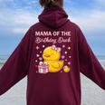 Mama Of The Birthday Duck Christmas Anime Party Outfit Women Oversized Hoodie Back Print Maroon