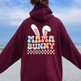 Mama Bunny Mom Pregnancy Matching Family Easter Women Oversized Hoodie Back Print Maroon
