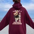 May 40Th Birthday 1984 Awesome Teddy Bear Women Oversized Hoodie Back Print Maroon
