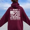In May We Wear Green Mental Health Awareness Month Women Women Oversized Hoodie Back Print Maroon