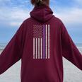 Memories Matter Alzheimer Usa Flag Purple Strip Women Oversized Hoodie Back Print Maroon