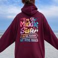 Middle Sister I'm The Reason We Have Rules Matching Women Oversized Hoodie Back Print Maroon