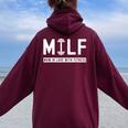 Milf Mom In Love With Fitness Saying Quote Women Oversized Hoodie Back Print Maroon