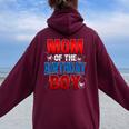 Mom Of The Birthday Boy Matching Family Spider Web Women Oversized Hoodie Back Print Maroon