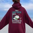 Mom Lab Tech Tired Busy Exhausted Saying Women Oversized Hoodie Back Print Maroon