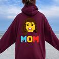Mom Master Builder Building Bricks Blocks Family Set Parents Women Oversized Hoodie Back Print Maroon