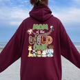 Mom Of The Wild One 1St Birthday Safari Family Matching Women Oversized Hoodie Back Print Maroon