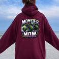 Monster Truck Race Racer Driver Mom Mother's Day Women Oversized Hoodie Back Print Maroon