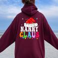 Nanny Claus Xmas Family Matching Grandma Christmas Women Oversized Hoodie Back Print Maroon