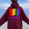 Nashville Tennessee Lgbtq Gay Pride Rainbow Skyline Women Oversized Hoodie Back Print Maroon