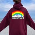 New Orleans Pride Lgbtq Rainbow Skyline Women Oversized Hoodie Back Print Maroon