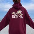 Nonna Floral Chamomile Mother's Day Nonna Women Oversized Hoodie Back Print Maroon