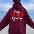 One Loved Grandma Hearts Valentine's Day Women Oversized Hoodie Back Print Maroon