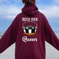 Outdoor Campfire Cooking Dutch Oven Queen Women Oversized Hoodie Back Print Maroon