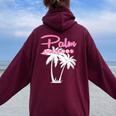 Palm Springs Retro Vintage California Palm Tree Women Oversized Hoodie Back Print Maroon