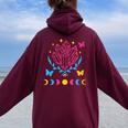 Pansexual Subtle Pan Pride Lgbtq Subtle Moon Phase Crystals Women Oversized Hoodie Back Print Maroon