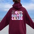 Peace Out Second Grade Last Day Of School Groovy Boys Girls Women Oversized Hoodie Back Print Maroon