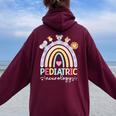 Pediatric Neurology Rainbow Peds Neurology Pediatric Neuro Women Oversized Hoodie Back Print Maroon