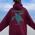 Pensacola Florida Sea Turtle Vacation Souvenir Boys Girls Women Oversized Hoodie Back Print Maroon