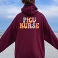 Picu Nurse Week Groovy Appreciation Day For For Work Women Oversized Hoodie Back Print Maroon
