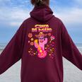 Pink Mexican Cactus With Guitar Dance In Cinco Mayo Party Women Oversized Hoodie Back Print Maroon