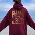 Pisces Girl African American Melanin Birthday Women Oversized Hoodie Back Print Maroon