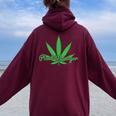 Plant Manager Marijuana Pot Cannabis Weed 420 Women Oversized Hoodie Back Print Maroon