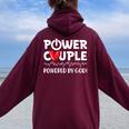 Power Couple Christian Couples Matching Valentines Day Women Oversized Hoodie Back Print Maroon
