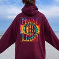 Praise The Lord Christian Faith Tie Dye Cute Christianity Women Oversized Hoodie Back Print Maroon
