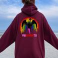 Pride Month Demon Pridemonth Demon Rainbow Cool Lgbt Women Oversized Hoodie Back Print Maroon