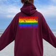 Pride Rainbow Flag Lgbt Gay Lesbian Vintage Women Oversized Hoodie Back Print Maroon