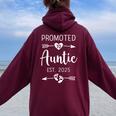 Promoted To Auntie 2025 Aunt Pregnancy Announcement Women Oversized Hoodie Back Print Maroon