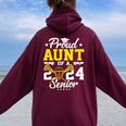 Proud Aunt Of A 2024 Senior Lacrosse Graduate Women Oversized Hoodie Back Print Maroon