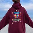 I Am A Proud Autism Grandma Girls Autism Awareness Women Oversized Hoodie Back Print Maroon
