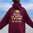 Proud Lil Sister Of A 2024 Graduate Class Of 24 Senior Grad Women Oversized Hoodie Back Print Maroon