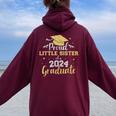 Proud Little Sister Class Of 2024 Graduate Senior Graduation Women Oversized Hoodie Back Print Maroon
