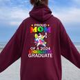 Proud Mom Of A 2024 Kindergarten Graduate Unicorn Dab Women Oversized Hoodie Back Print Maroon