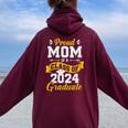 Proud Mom Of A Class Of 2024 Graduate Senior 2024 Graduation Women Oversized Hoodie Back Print Maroon