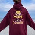 Proud Mom Of A Class Of 2024 Graduate Senior Graduation Women Oversized Hoodie Back Print Maroon