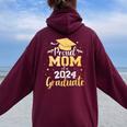 Proud Mom Of A Class Of 2024 Graduate Senior Graduation Women Oversized Hoodie Back Print Maroon