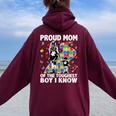 Proud Mom Of The Toughest Boy Son Autism Awareness Women Women Oversized Hoodie Back Print Maroon