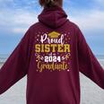 Proud Sister Of A Class Of 2024 Graduate Senior Graduation Women Oversized Hoodie Back Print Maroon