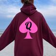 Queen Of Spades Clothes For Qos Women Oversized Hoodie Back Print Maroon