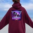 Raccoon Raccoons Rat Garbage Gang Trash Panda Retro Women Oversized Hoodie Back Print Maroon