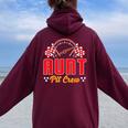 Race Car Birthday Party Matching Family Aunt Pit Crew Women Oversized Hoodie Back Print Maroon