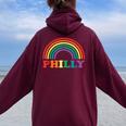 Rainbow Pride Gay Lgbt Parade Philly Philadelphia Women Oversized Hoodie Back Print Maroon