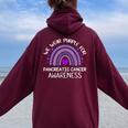 Rainbow We Wear Purple For Pancreatic Cancer Awareness Women Oversized Hoodie Back Print Maroon