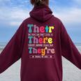 There Their They're English Teacher Grammar Memes Women Oversized Hoodie Back Print Maroon